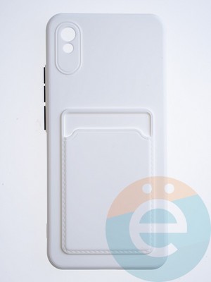 Накладка силиконовая Winter с кардхолдером для Xiaomi Redmi 9A белая - фото 64063