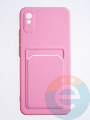 Накладка силиконовая Winter с кардхолдером для Xiaomi Redmi 9A розовая - фото 64075