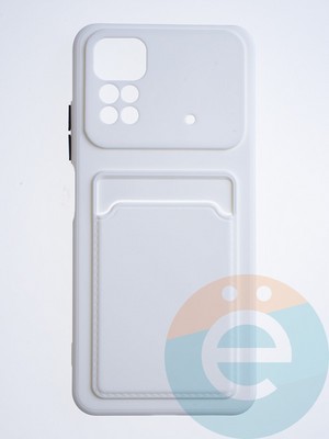 Накладка силиконовая Winter с кардхолдером для Xiaomi Redmi Note 11/11S белая - фото 64175