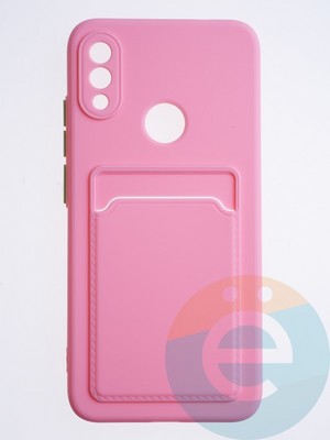 Накладка силиконовая Winter с кардхолдером для Xiaomi Redmi Note 7 розовая - фото 64215