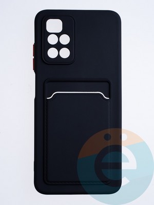 Накладка силиконовая Winter с кардхолдером для Xiaomi Redmi 10 черная - фото 64340