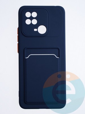 Накладка силиконовая Winter с кардхолдером для Xiaomi Redmi 10C/Poco C40 синяя - фото 64353