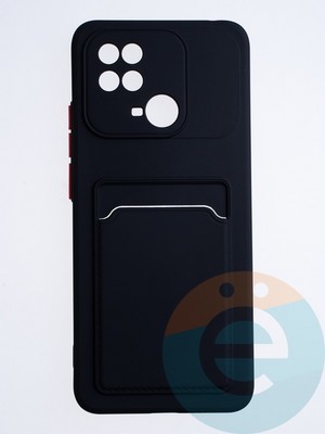 Накладка силиконовая Winter с кардхолдером для Xiaomi Redmi 10C/Poco C40 черная - фото 64356