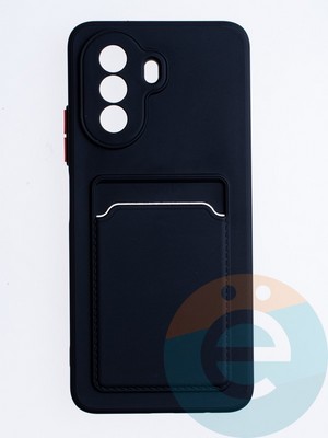 Накладка силиконовая Winter с кардхолдером для Huawei Nova Y70 черная - фото 64358