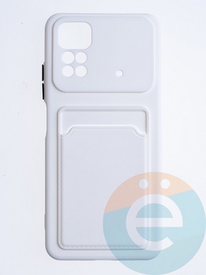 Накладка силиконовая Winter с кардхолдером для Poco M4 Pro 4G белая - фото 64360