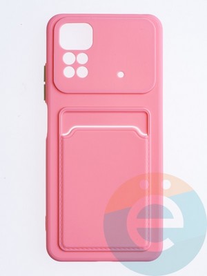 Накладка силиконовая Winter с кардхолдером для Poco M4 Pro 4G розовая - фото 64367