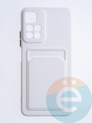 Накладка силиконовая Winter с кардхолдером для Poco M4 Pro 5G белая - фото 64375