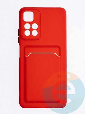 Накладка силиконовая Winter с кардхолдером для Poco M4 Pro 5G красная - фото 64378