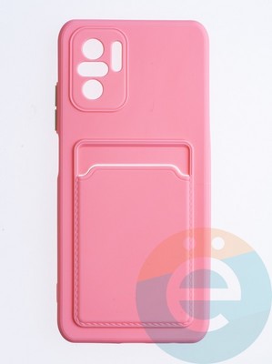 Накладка силиконовая Winter с кардхолдером для Poco M5S/Redmi Note 10 4G/10S розовая - фото 64393