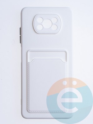 Накладка силиконовая Winter с кардхолдером для Poco X3/X3 Pro белая - фото 64400
