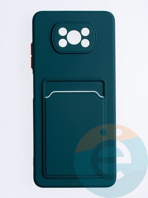 Накладка силиконовая Winter с кардхолдером для Poco X3/X3 Pro зеленая - фото 64402