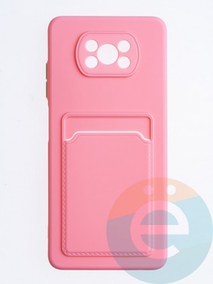 Накладка силиконовая Winter с кардхолдером для Poco X3/X3 Pro розовая - фото 64404