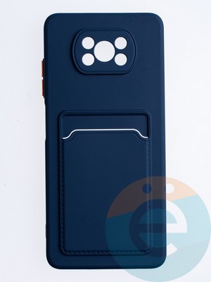 Накладка силиконовая Winter с кардхолдером для Poco X3/X3 Pro синяя - фото 64405