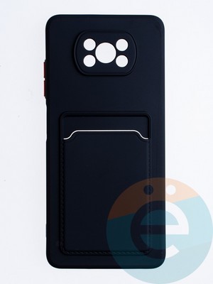 Накладка силиконовая Winter с кардхолдером для Poco X3/X3 Pro черная - фото 64408