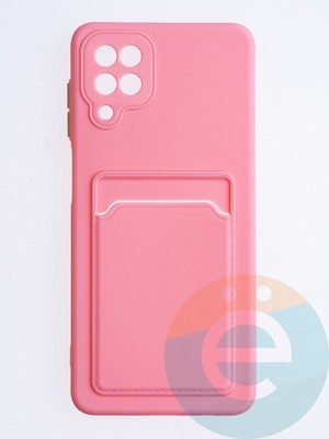 Накладка силиконовая Winter с кардхолдером для Samsung Galaxy A12 розовая - фото 64416