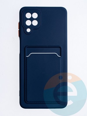 Накладка силиконовая Winter с кардхолдером для Samsung Galaxy A12 синяя - фото 64418