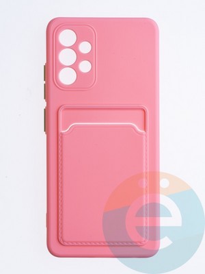 Накладка силиконовая Winter с кардхолдером для Samsung Galaxy A32 4G розовая - фото 64430