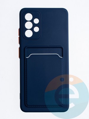 Накладка силиконовая Winter с кардхолдером для Samsung Galaxy A32 4G синяя - фото 64432