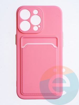 Накладка силиконовая Winter с кардхолдером для Apple iPhone 13 Pro розовая - фото 64482