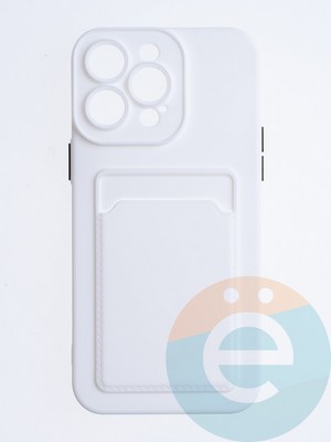 Накладка силиконовая Winter с кардхолдером для Apple iPhone 14 Pro Max белая - фото 64498