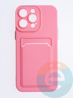 Накладка силиконовая Winter с кардхолдером для Apple iPhone 14 Pro Max розовая - фото 64510