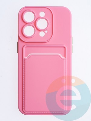 Накладка силиконовая Winter с кардхолдером для Apple iPhone 14 Pro розовая - фото 64538