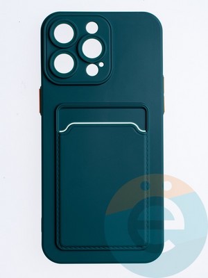 Накладка силиконовая Winter с кардхолдером для Apple iPhone 15 Pro Max зеленая - фото 64558