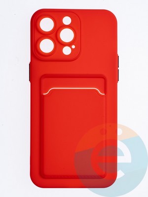 Накладка силиконовая Winter с кардхолдером для Apple iPhone 15 Pro Max красная - фото 64562