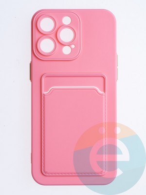 Накладка силиконовая Winter с кардхолдером для Apple iPhone 15 Pro Max розовая - фото 64566