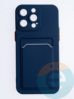 Накладка силиконовая Winter с кардхолдером для Apple iPhone 15 Pro Max синяя - фото 64570