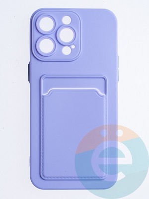 Накладка силиконовая Winter с кардхолдером для Apple iPhone 15 Pro Max сиреневая - фото 64574