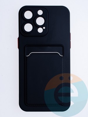 Накладка силиконовая Winter с кардхолдером для Apple iPhone 15 Pro Max черная - фото 64578
