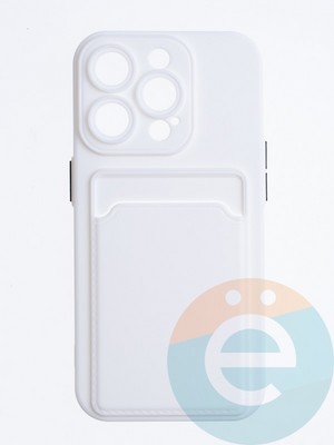Накладка силиконовая Winter с кардхолдером для Apple iPhone 15 Pro белая - фото 64582