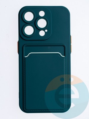 Накладка силиконовая Winter с кардхолдером для Apple iPhone 15 Pro зеленая - фото 64586