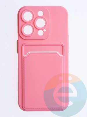 Накладка силиконовая Winter с кардхолдером для Apple iPhone 15 Pro розовая - фото 64594