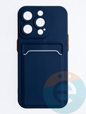 Накладка силиконовая Winter с кардхолдером для Apple iPhone 15 Pro синяя - фото 64598