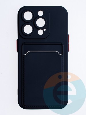 Накладка силиконовая Winter с кардхолдером для Apple iPhone 15 Pro черная - фото 64606