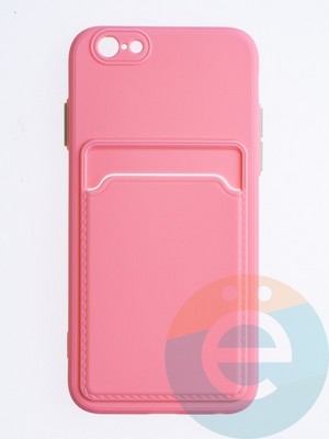 Накладка силиконовая Winter с кардхолдером для Apple iPhone 6/6S розовая - фото 64622