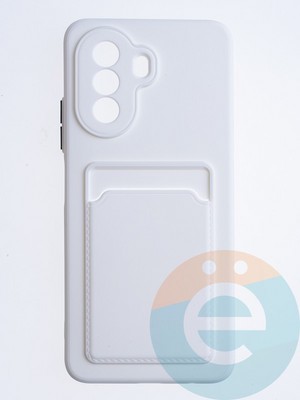 Накладка силиконовая Winter с кардхолдером для Huawei Nova Y70 белая - фото 64638
