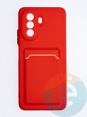 Накладка силиконовая Winter с кардхолдером для Huawei Nova Y70 красная - фото 64646