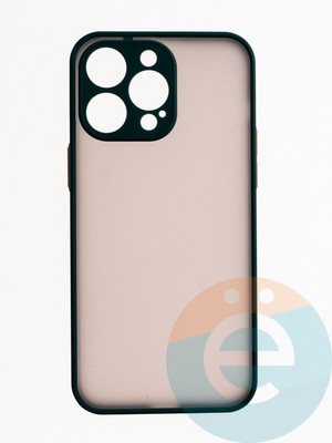 Накладка пластиковая с силиконовой окантовкой с защищенной камерой для iPhone 15 Pro Max зеленая - фото 64755