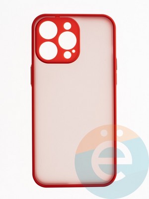 Накладка пластиковая с силиконовой окантовкой с защищенной камерой для iPhone 15 Pro Max красная - фото 64756
