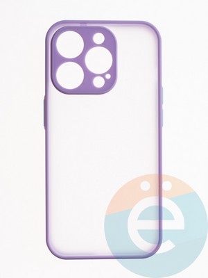Накладка пластиковая с силиконовой окантовкой с защищенной камерой для iPhone 15 Pro сиреневая - фото 64763