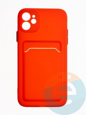 Накладка силиконовая Winter с кардхолдером для Apple iPhone 11 красная - фото 64767