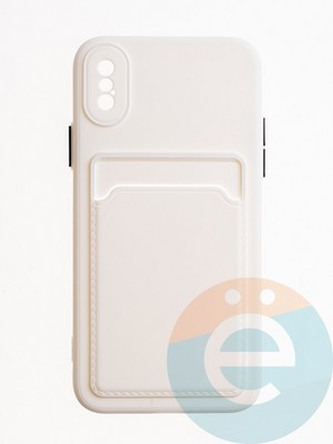 Накладка силиконовая Winter с кардхолдером для Apple iPhone X/XS белая - фото 64770