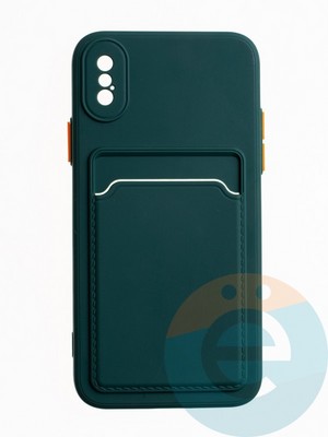 Накладка силиконовая Winter с кардхолдером для Apple iPhone X/XS зеленая - фото 64771