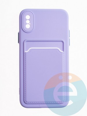 Накладка силиконовая Winter с кардхолдером для Apple iPhone X/XS сиреневая - фото 64779