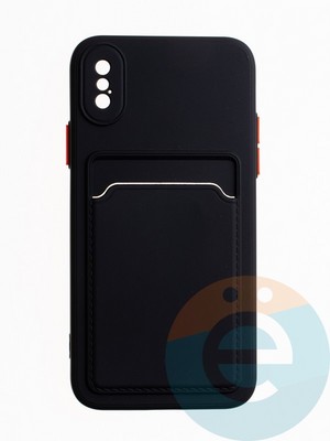 Накладка силиконовая Winter с кардхолдером для Apple iPhone X/XS черная - фото 64782