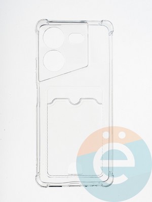 Накладка силиконовая с кардхолдером и усиленными углами для Tecno Pova 5 прозрачная - фото 64783