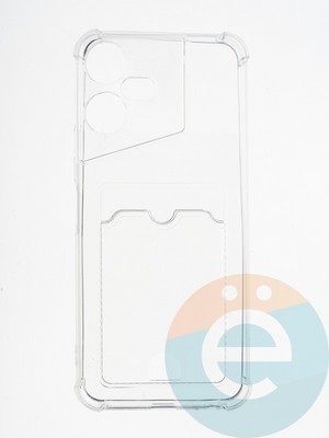 Накладка силиконовая с кардхолдером и усиленными углами для Tecno Pova Neo 3 прозрачная - фото 64784